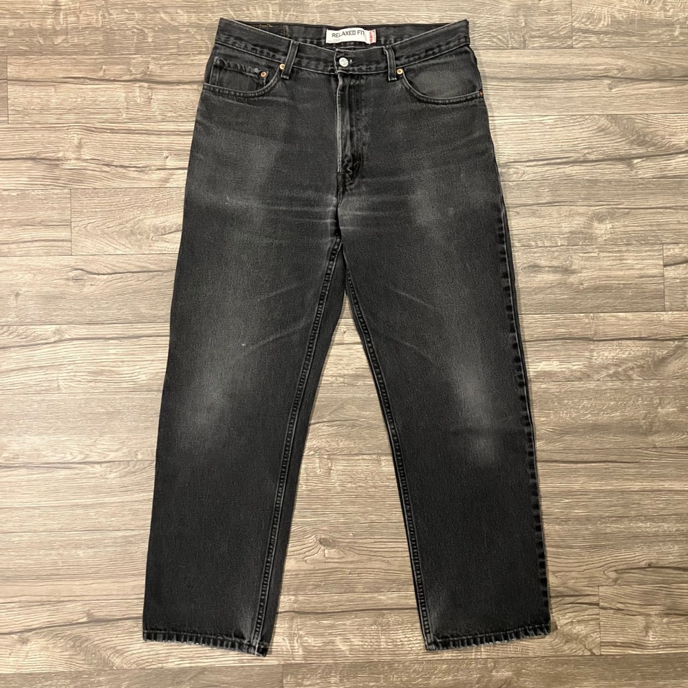 Levi's 550 Relaxed Fit Black Denim Jeans Men's Size 34x32 Faded Y2K Grunge